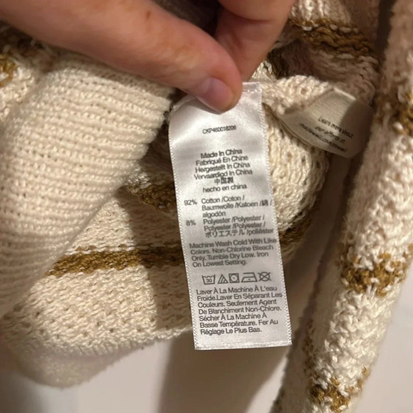 Madewell Sweater Canby Button Mockneck Sweater in Stripe tan size Medium (m) - Picture 10 of 10